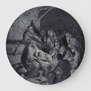 Biblical nativity scene large clock