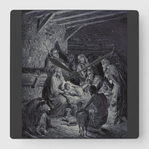 Biblical nativity scene square wall clock
