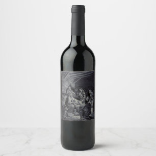 Biblical nativity scene wine label