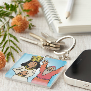 Biblical Queen and Prophet Faith-Based Characters Keychain
