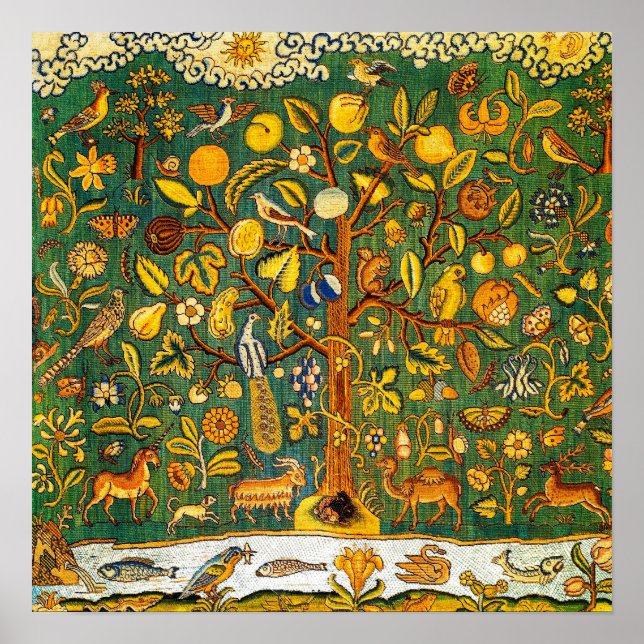 Biblical Tree of Life 17th Century Embroidery Poster (Front)