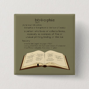 Bibliophile 2 Inch Square Button