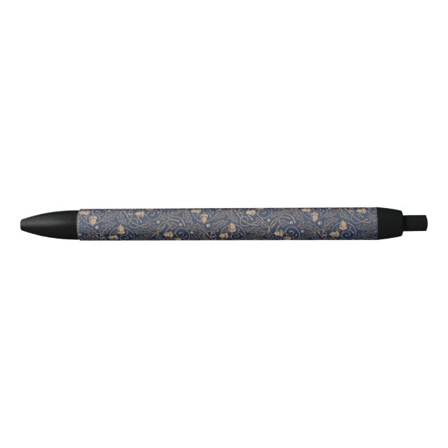 Bibliophile Art Nouveau Acorns Black Ink Pen (Front)