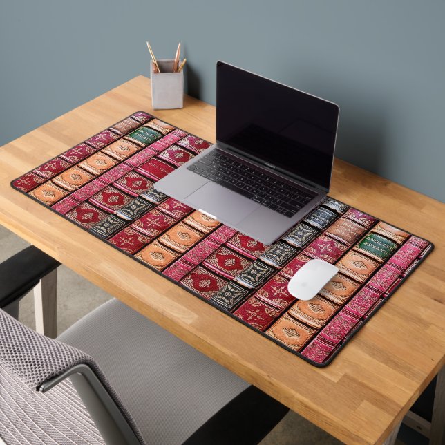 Bibliophile Beautiful Old Book Spines Desk Mat (Office 2)