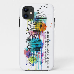 Bibliophile Watercolor Stack of Books iPhone 11 Case
