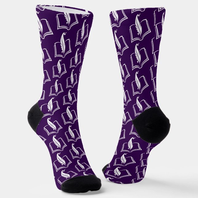 Bibliophiles & Book Lovers Feather Pen Socks (Angled)