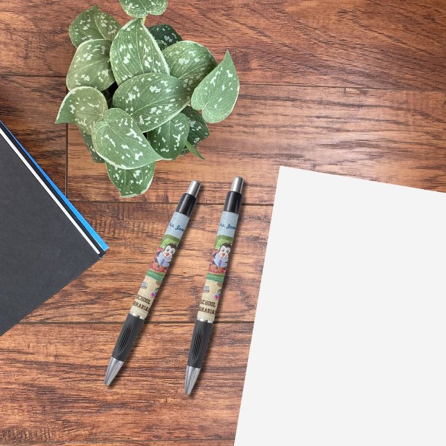 Bibliothécaire scolaire stylo à pingouin personnal (Créateur téléchargé)