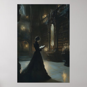 Bibliothèque Dark Academia décoration murale gothi