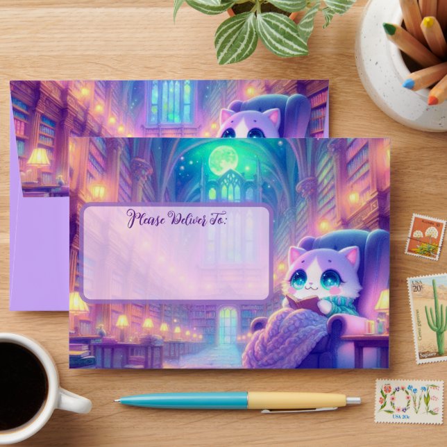 Bibliothèque de chats colorés Enveloppe (Desk)