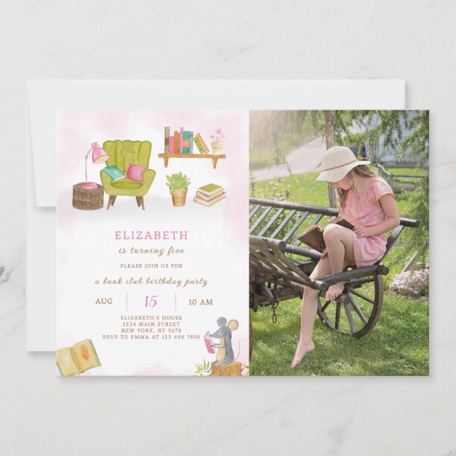 Bibliothèque Invitation d'anniversaire avec photo (Devant)