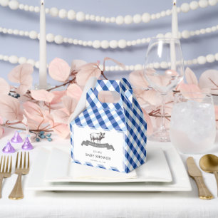 Bibs & Ribs BBQ Rustic Navy Gingham Baby Shower Favor Box