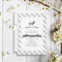 Bibs & Ribs Rustic Grey Gingham Co-Ed Baby Shower