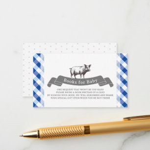 Bibs & Ribs Rustic Navy Gingham Books for Baby Enclosure Card
