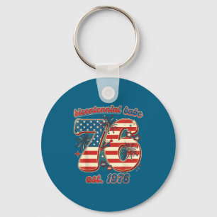 Bicentennial babe 50th birthday women vintage 1976 keychain