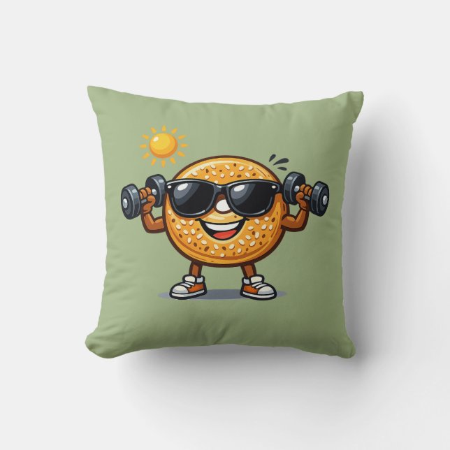 Bicep Bagel Throw Pillow (Front)