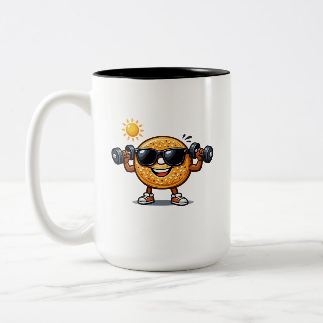 Bicep Bagel Two-Tone Coffee Mug (Left)