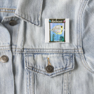 Bicheno Tasmania vintage travel poster 2 Inch Square Button