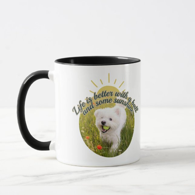 Bichon & Ball Dandelion Days  Mug (Left)