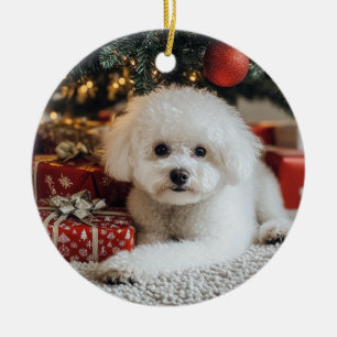 Bichon Christmas Ceramic Ornament