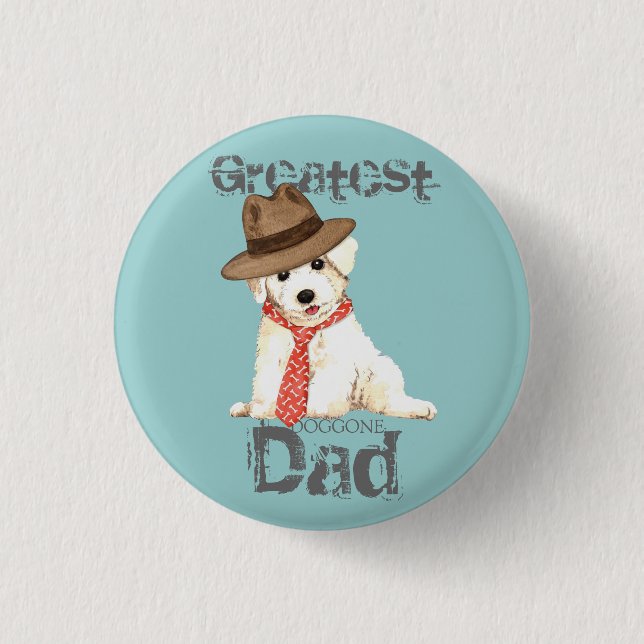 Bichon Dad 1 Inch Round Button (Front)