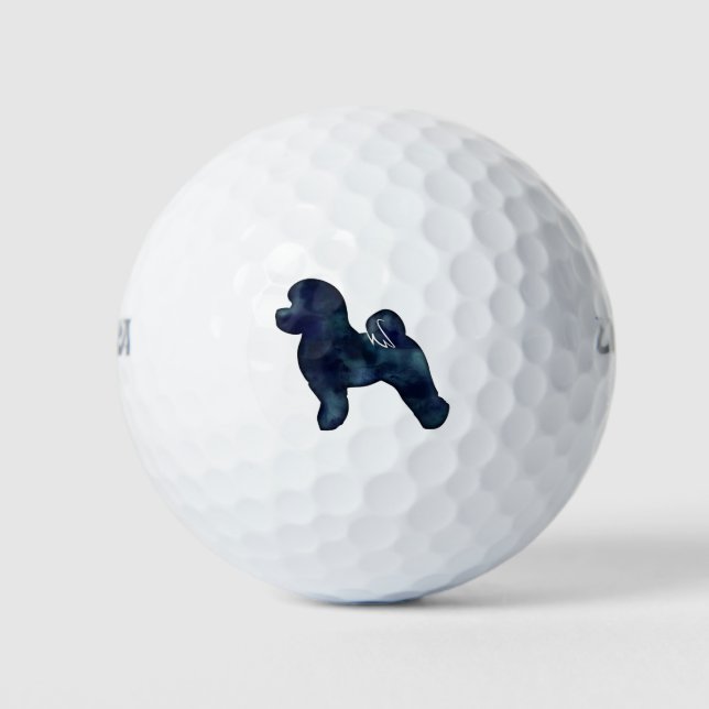 Bichon Dog Breed Black Watercolor Silhouette Golf Balls (Front)