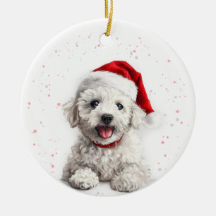 Bichon Dog Christmas Personalized Ceramic Ornament