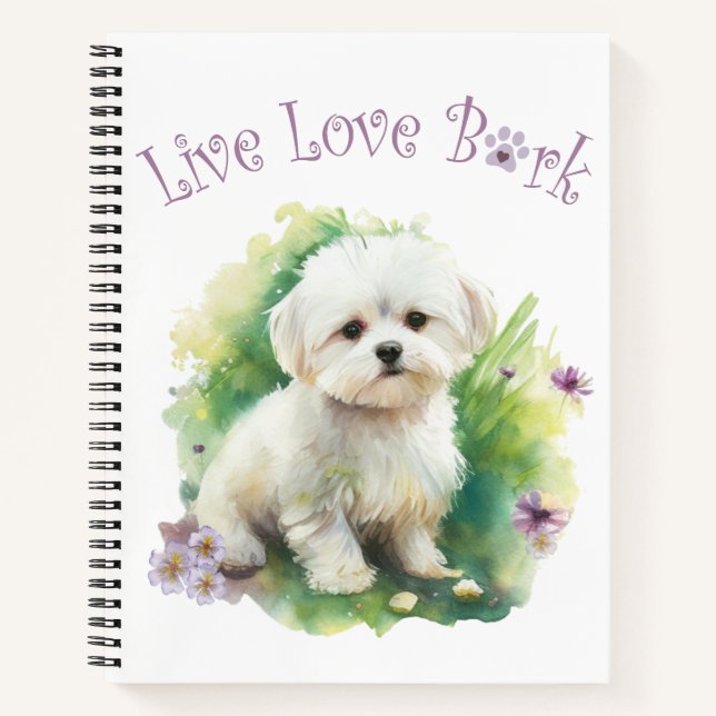 Bichon Dog Mom Floral Notebook (Front)