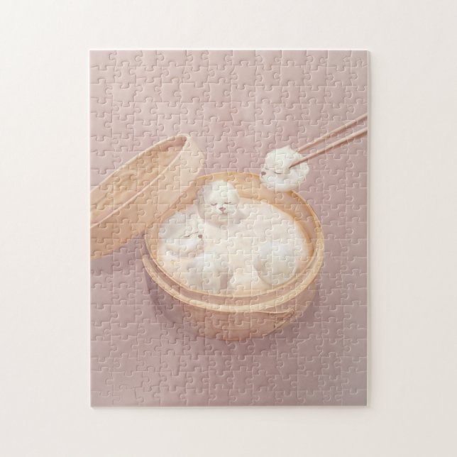 Bichon Dumplings: Cute Xiao Long Bao Dim Sum Art Jigsaw Puzzle (Vertical)