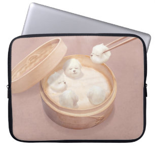 Bichon Dumplings: Cute Xiao Long Bao Dim Sum Art Laptop Sleeve