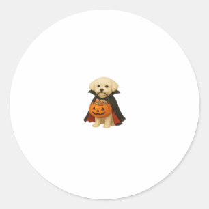 Bichon Fris� Halloween Vampire Pup with Pumpkin Ba Classic Round Sticker