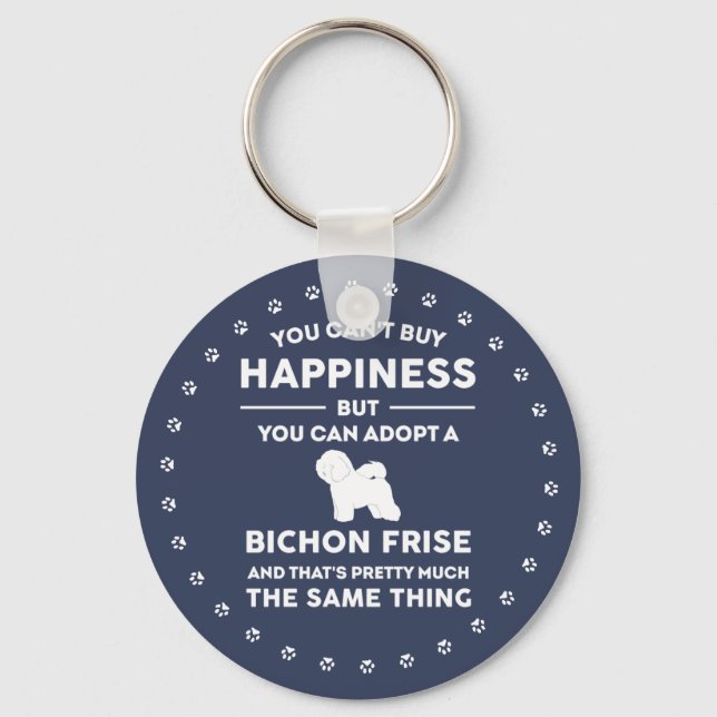 Bichon Frise Adoption Happiness Keychain (Front)