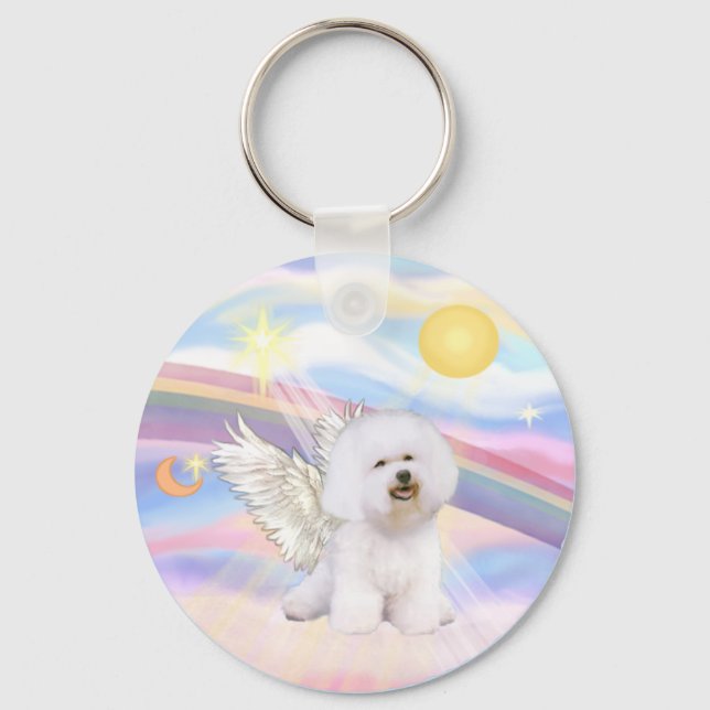 Bichon Frise Angel Keychain (Front)