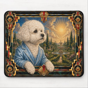 Bichon Frise, Art Deco Dog Mouse Pad