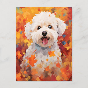 Bichon Frise Autumn Thanksgiving Postcard