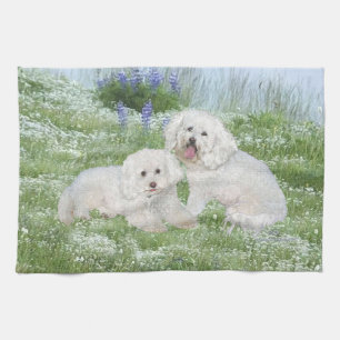 Bichon Frise Bluebonnets Kitchen Towel