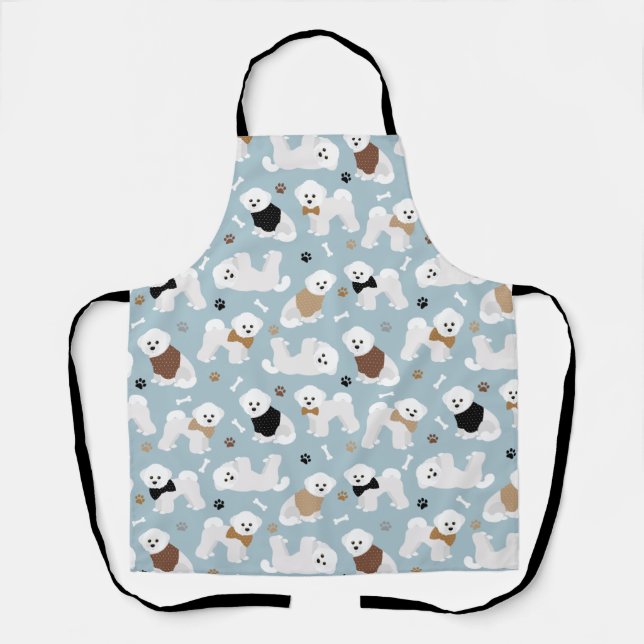 Bichon Frise Bones and Paws Blue Apron (Front)
