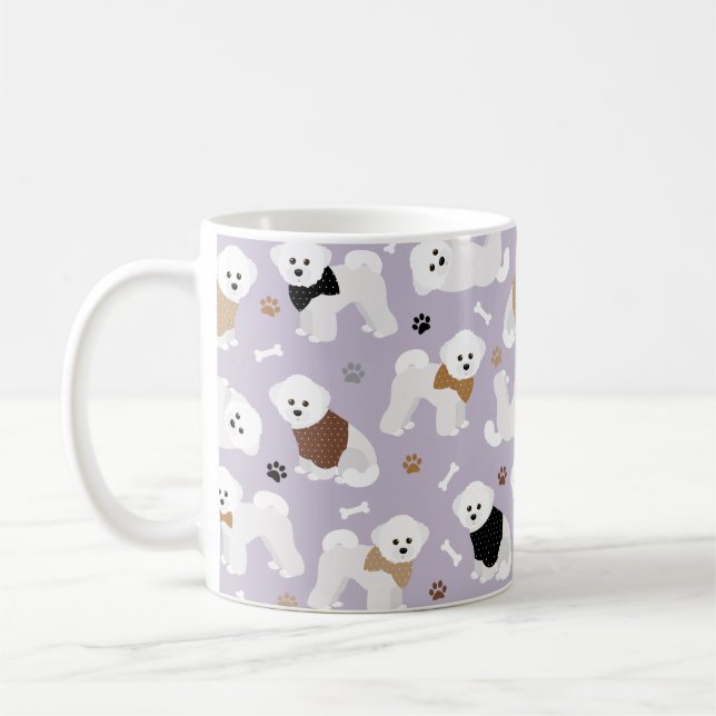 Bichon Frise Bones et pattes Purple Coffee Mug (Gauche)