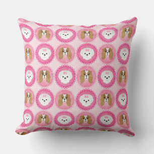 BICHON FRISE & CAVALIER KING CHARLES SPANIEL FACES THROW PILLOW