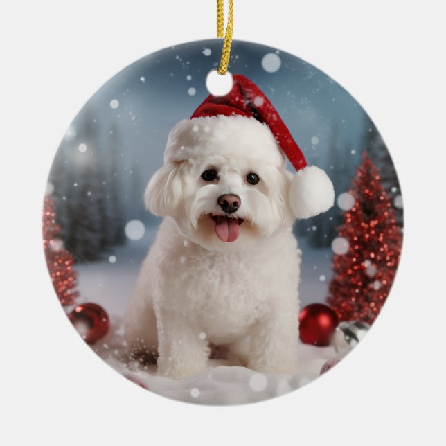 Bichon Frise Chien de Noël Gardien Ornement (Devant)