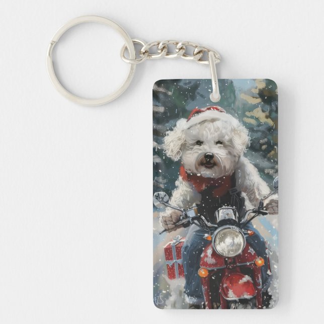 Bichon Frise Chien équitation Moto Noël (Devant)