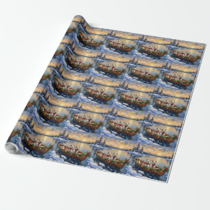Bichon Frise Christmas Boat Holiday Wrapping Paper