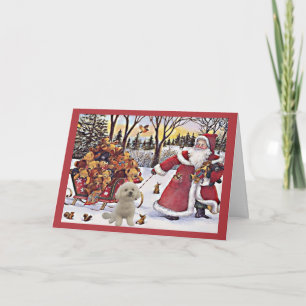 Bichon Frise Christmas Card Santa Bears