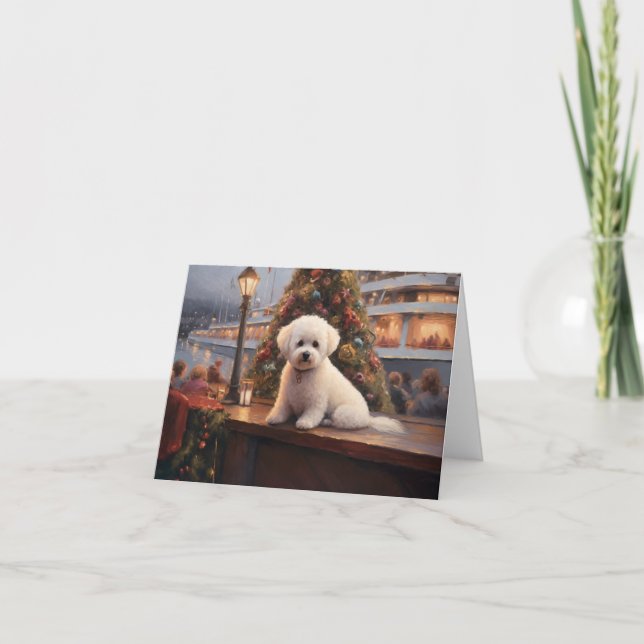 Bichon Frise Christmas Cruise: Pawsome Holiday  Card (Front)