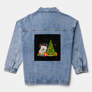 Bichon Frise Christmas Dog Lover Xmas Santa Denim Jacket