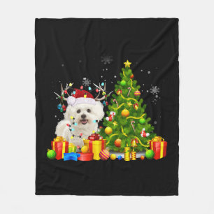 Bichon Frise Christmas Dog Lover Xmas Santa Fleece Blanket