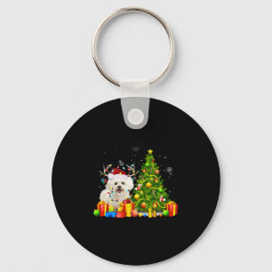 Bichon Frise Christmas Dog Lover Xmas Santa Keychain