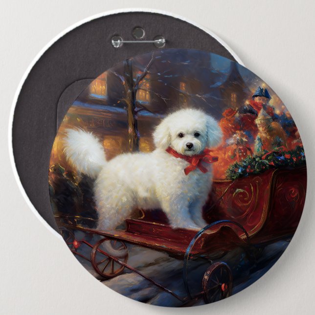 Bichon Frise Christmas Festive Season  6 Inch Round Button (Front & Back)
