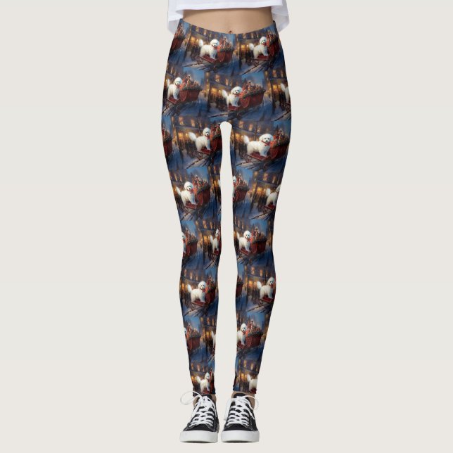 Bichon Frise Christmas Festive Season  Leggings (Front)