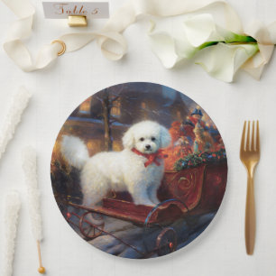 Bichon Frise Christmas Festive Season Paper Plate