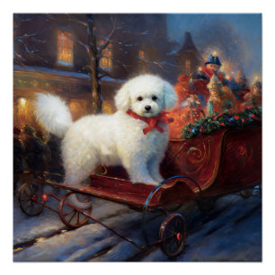 Bichon Frise Christmas Festive Season  Poster